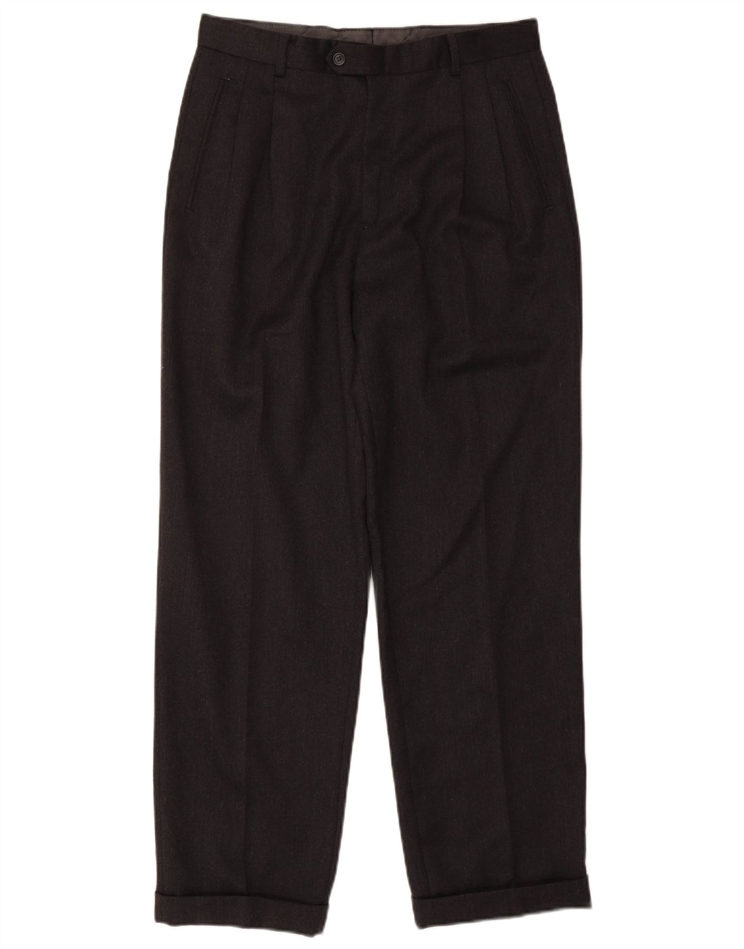 COMERO Herren-Anzughose mit Klammern, Größe 48, mittelgroß, B30, L30, schwarze Wolle