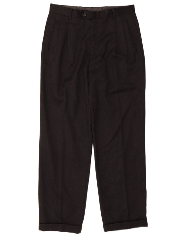COMERO Mens Pegged Suit Trousers IT 48 Medium W30 L30 Black Wool
