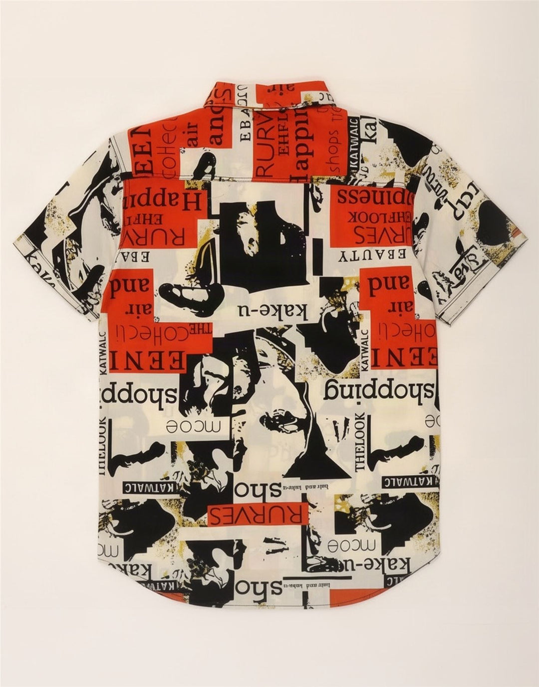 Vintage Herren-Kurzarmshirt mit Grafik, groß, mehrfarbig, Patchwork