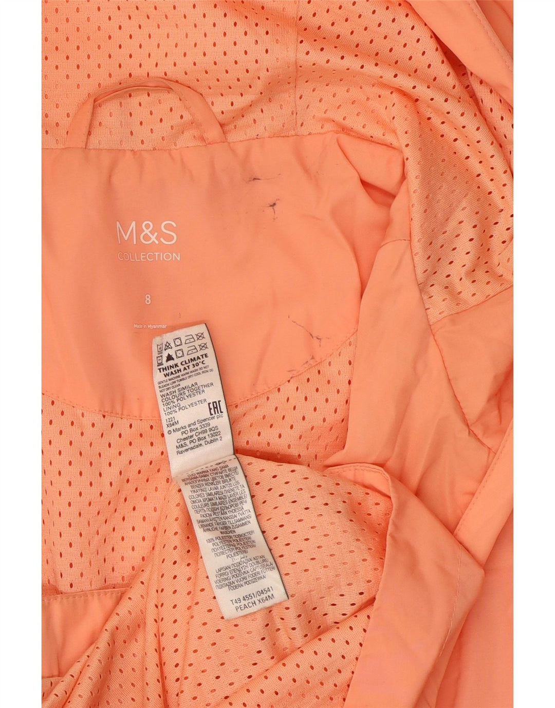 Marks & Spencer Damen-Regenmantel mit Kapuze, Gr. 8, Orange, Polyester
