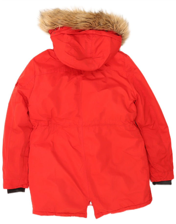Superdry Damen-Parka mit Kapuze, UK 14, Größe L, Rot, Polyester