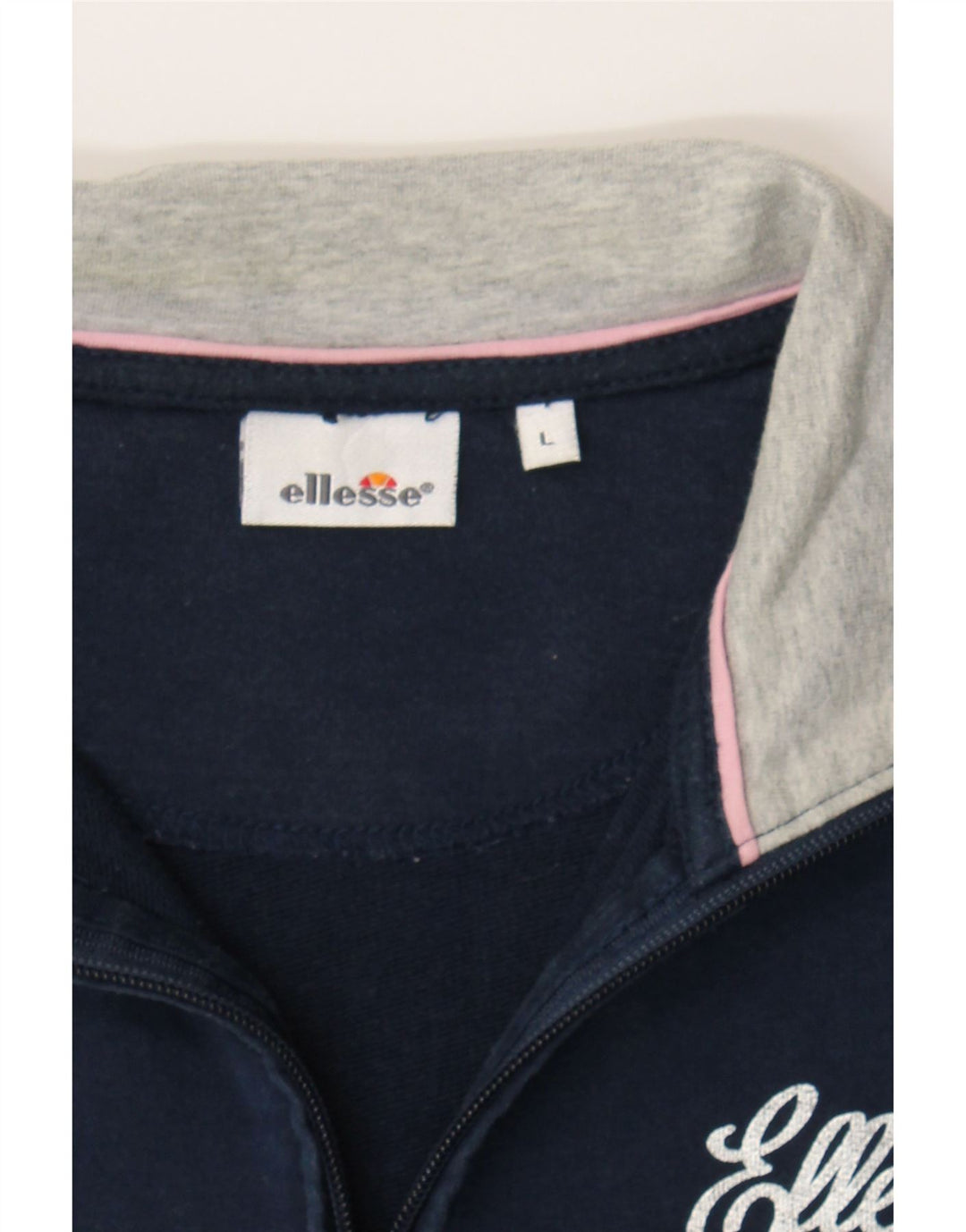ELLESSE Womens Tracksuit Top Jacket UK 16 Large Navy Blue Colourblock Vintage Ellesse and Second-Hand Ellesse from Messina Hembry 