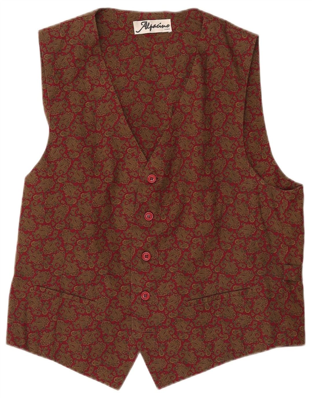 Vintage Herren Weste groß Khaki Paisley