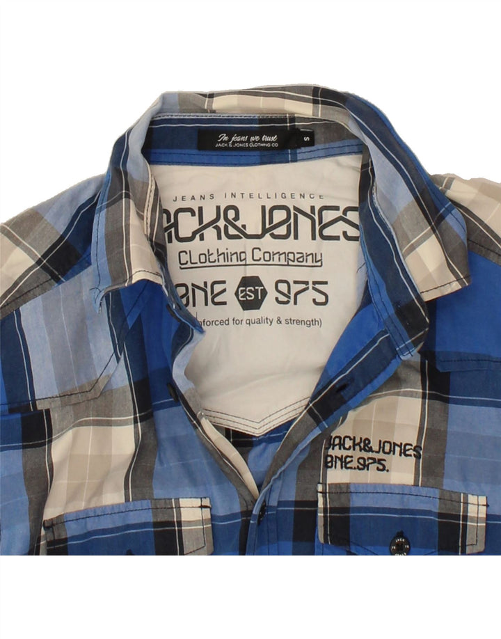 JACK & JONES Mens Shirt Small Blue Check Cotton Vintage Jack & Jones and Second-Hand Jack & Jones from Messina Hembry 