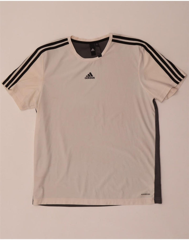 Adidas Herren Aeroready T-Shirt Top Large Weiß Colourblock Polyester