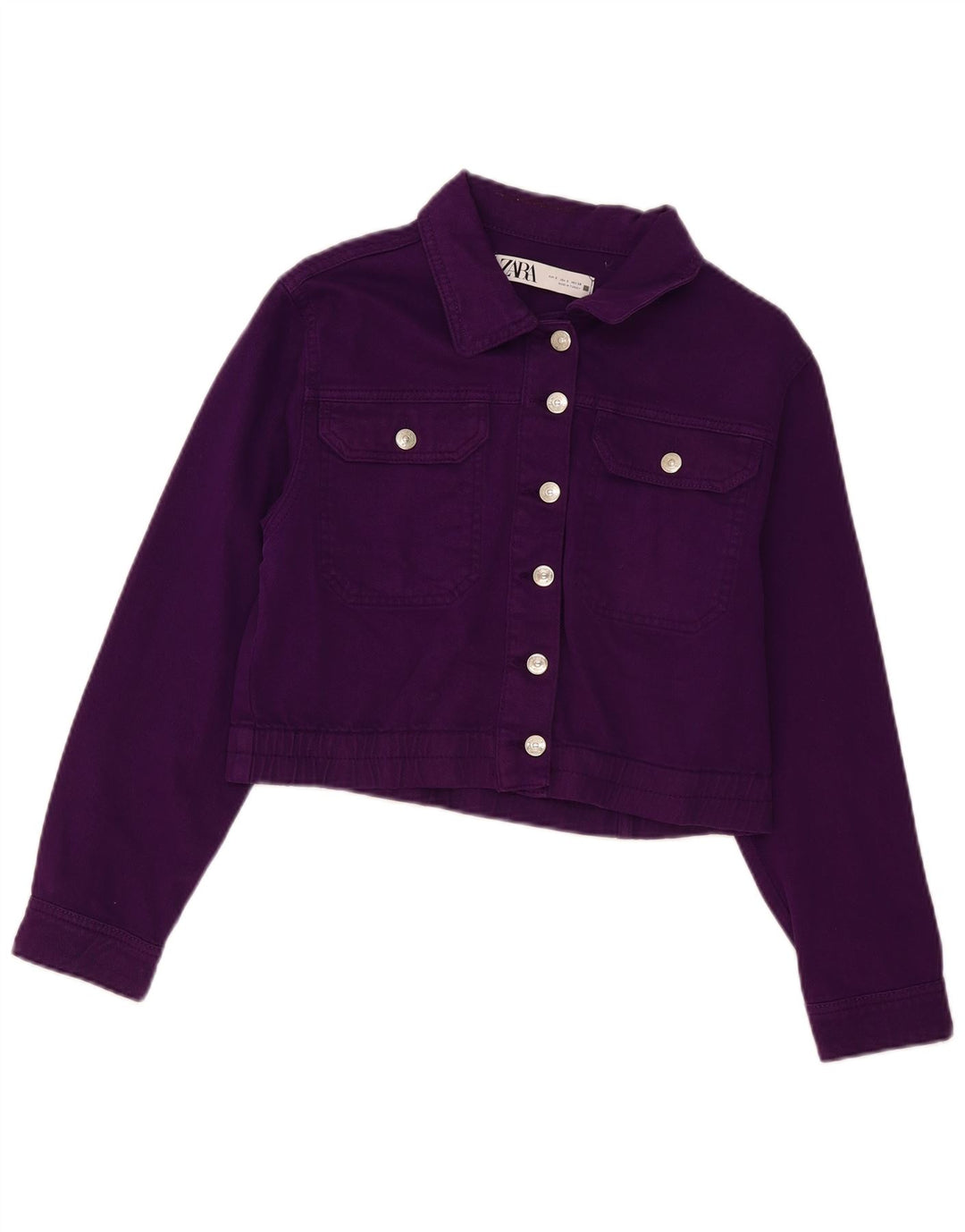 Zara Damen Crop Jeansjacke UK 10 Small Lila