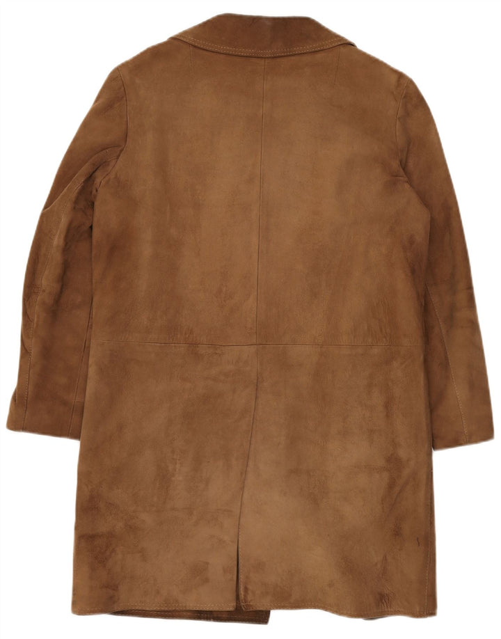 VINTAGE Damen Sherpa-Wildledermantel EU 38 Mittelbeige