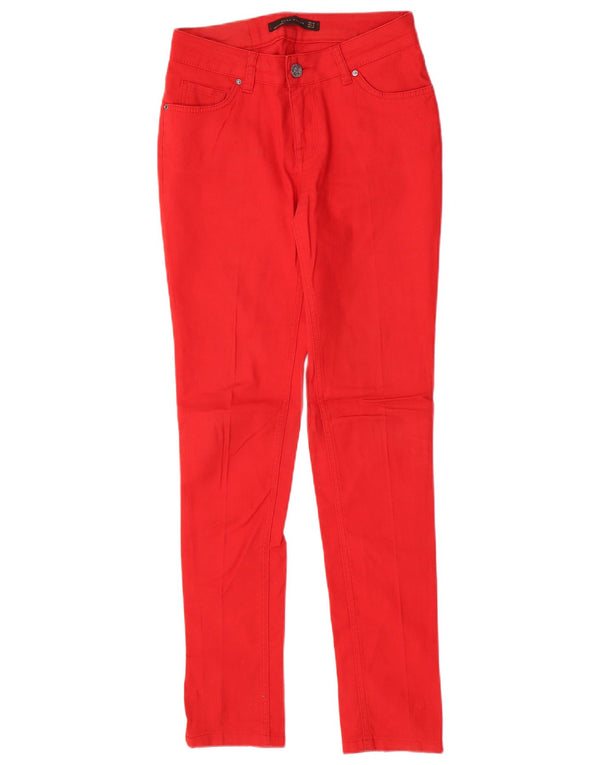 Zara Damen Skinny Freizeithose EU 38 Small W28 L31 Rote Baumwolle
