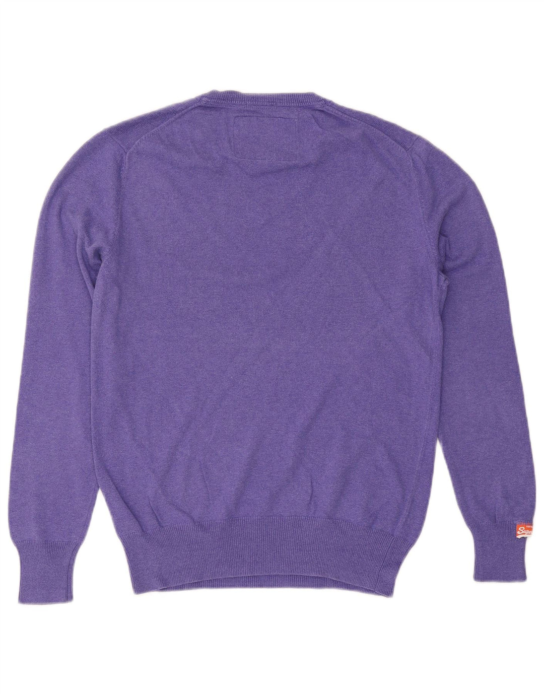 SUPERDRY Damen-Pullover mit V-Ausschnitt, UK 14, mittelviolette Baumwolle