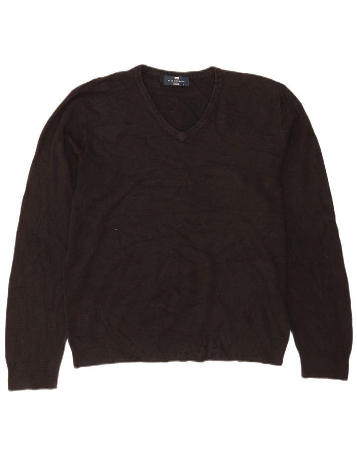 Marks & Spencer Herren Blue Harbor V-Ausschnitt Pullover Pullover Large Schwarz Acryl