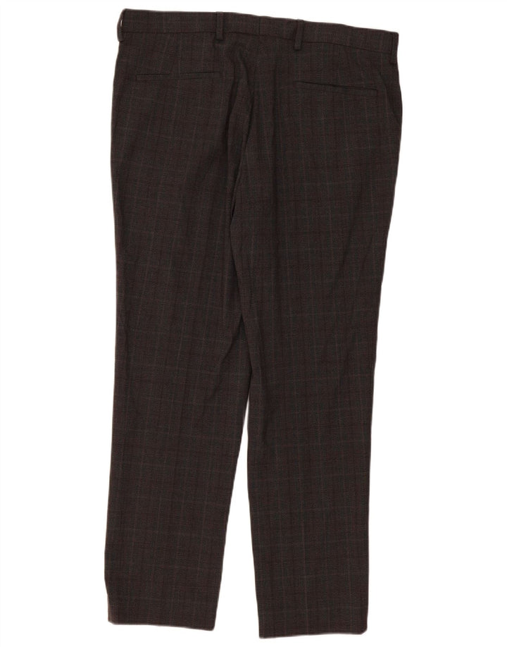 Marks & Spencer Slim Chino-Hose für Herren, W36 L31, braun kariertes Polyester