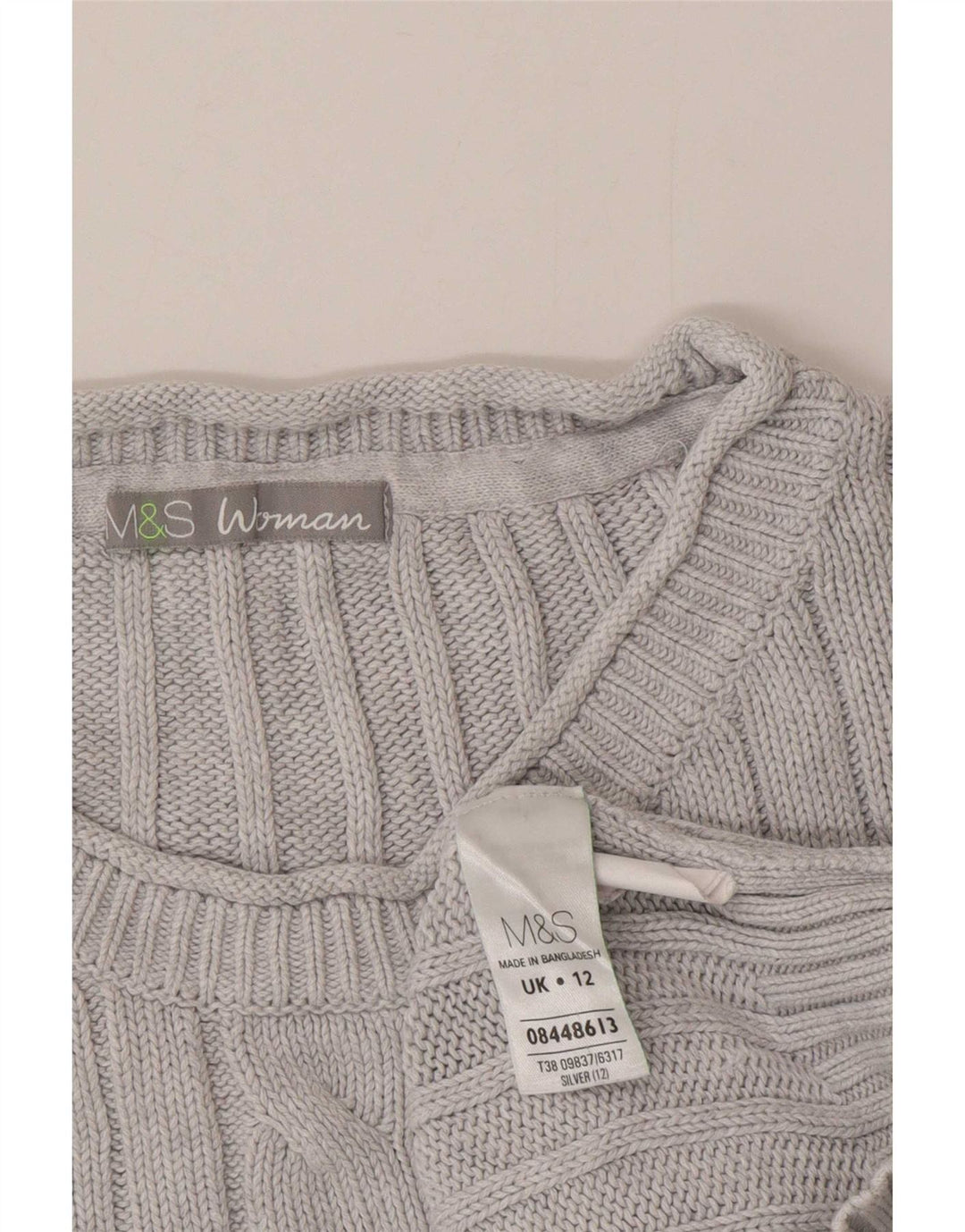 Marks & Spencer Damen-Pullover mit Rundhalsausschnitt, UK 12, mittelblaue Baumwolle