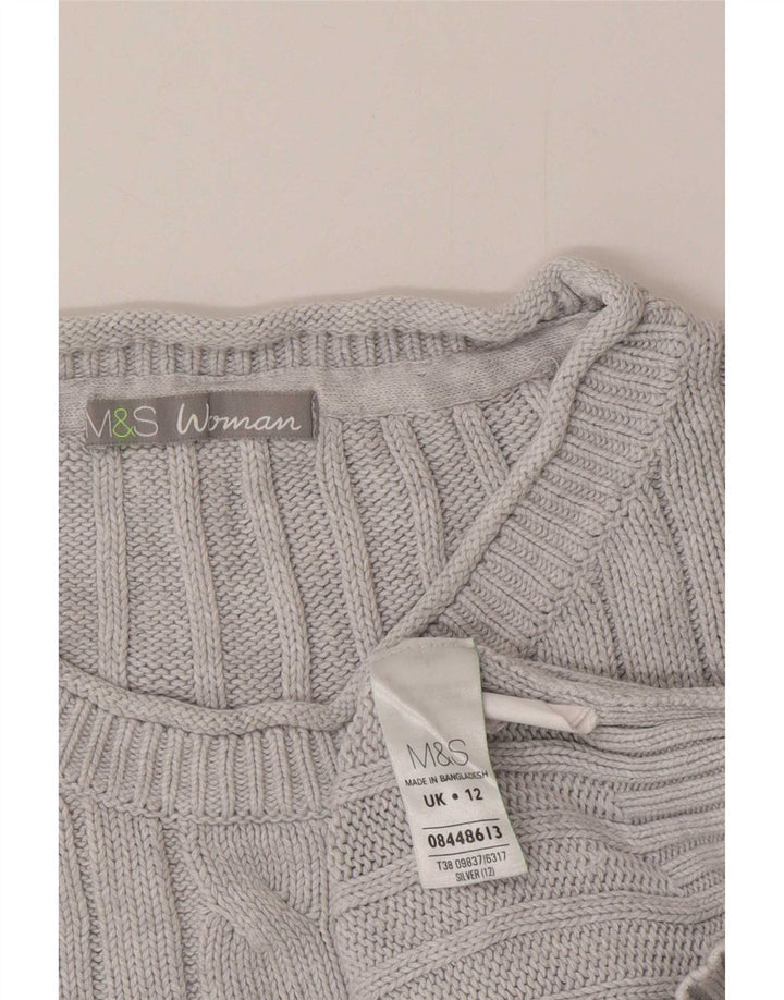 Marks & Spencer Damen-Pullover mit Rundhalsausschnitt, UK 12, mittelblaue Baumwolle