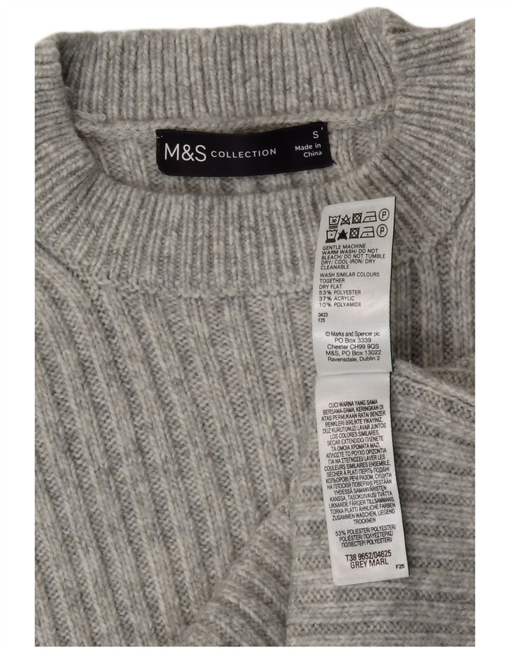 Marks & Spencer Damen-Pullover mit Rundhalsausschnitt, Rundhalsausschnitt, Gr. 10, Größe S, Grau