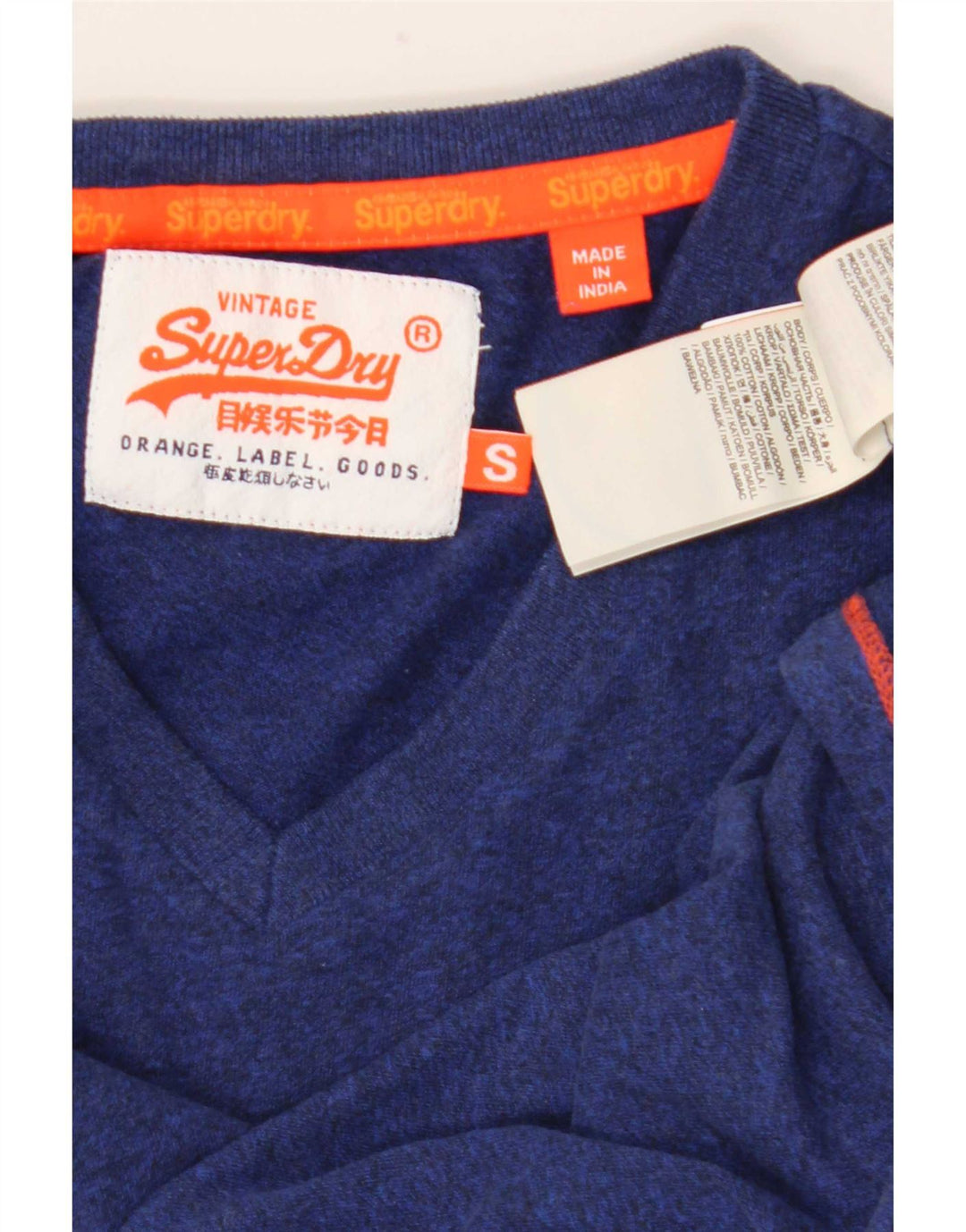 Superdry Herren T-Shirt Top Small Marineblau Baumwolle