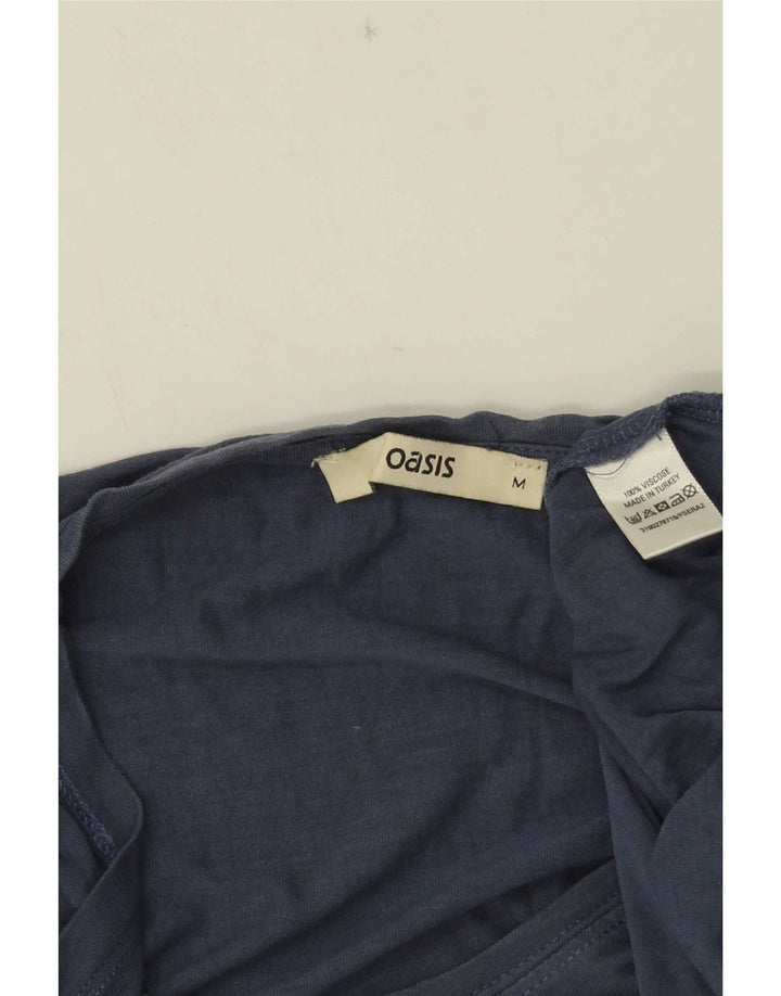 Oasis Damen T-Shirt Top UK 14 Mittelblaue Viskose