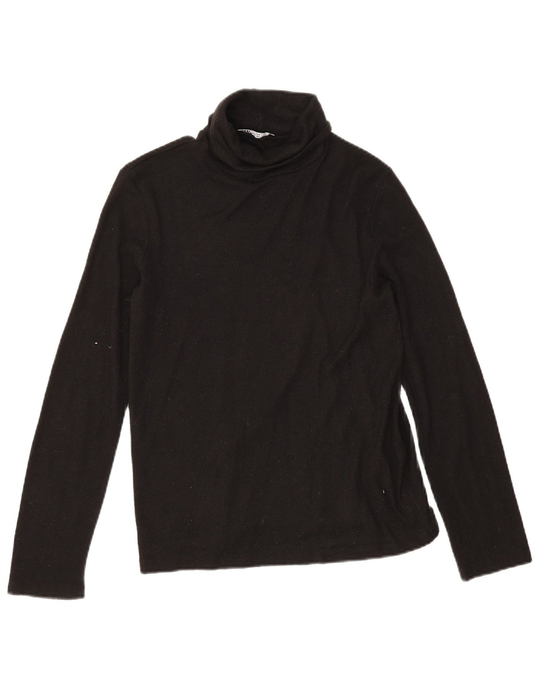 Zara Damen Top Langarm UK 14 Medium Schwarz Viskose