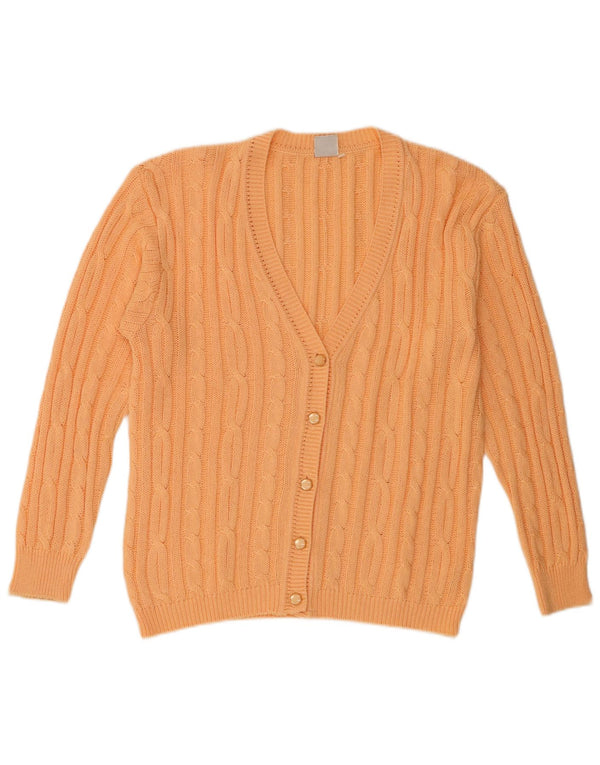Piu Verona Damen-Cardigan-Pullover UK 16 Large Orange Baumwolle