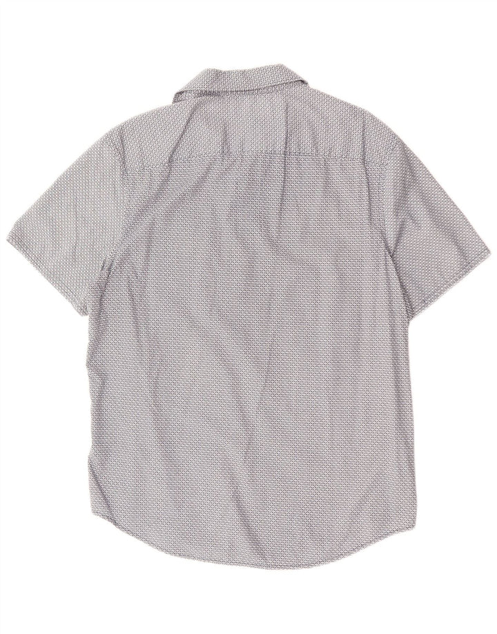 PENGUIN Herren Heritage Slim Fit Kurzarmhemd, groß, blau, geometrisch