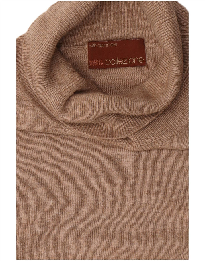 Marks & Spencer Herren Rollkragenpullover XL Beige Viskose