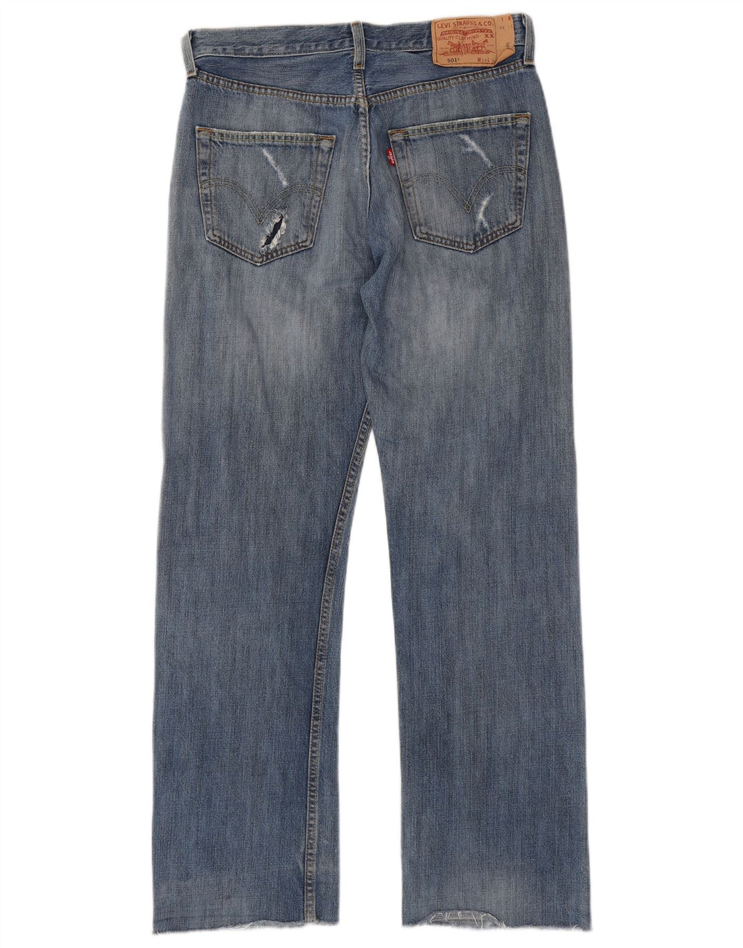 Levi's Herren 501 Distressed Straight Jeans W31 L31 Blaue Baumwolle