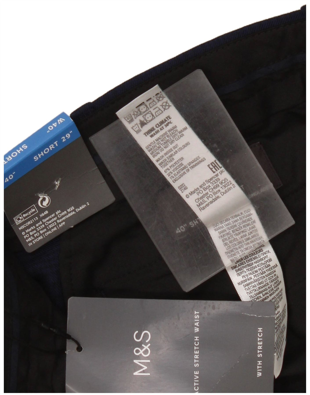 Marks & Spencer Herren-Anzughose mit maßgeschneiderter Passform, W40 L29, Marineblau