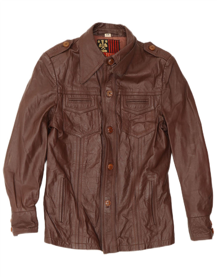 Tartan Herren Militärlederjacke IT 48 Mittelbraunes Leder