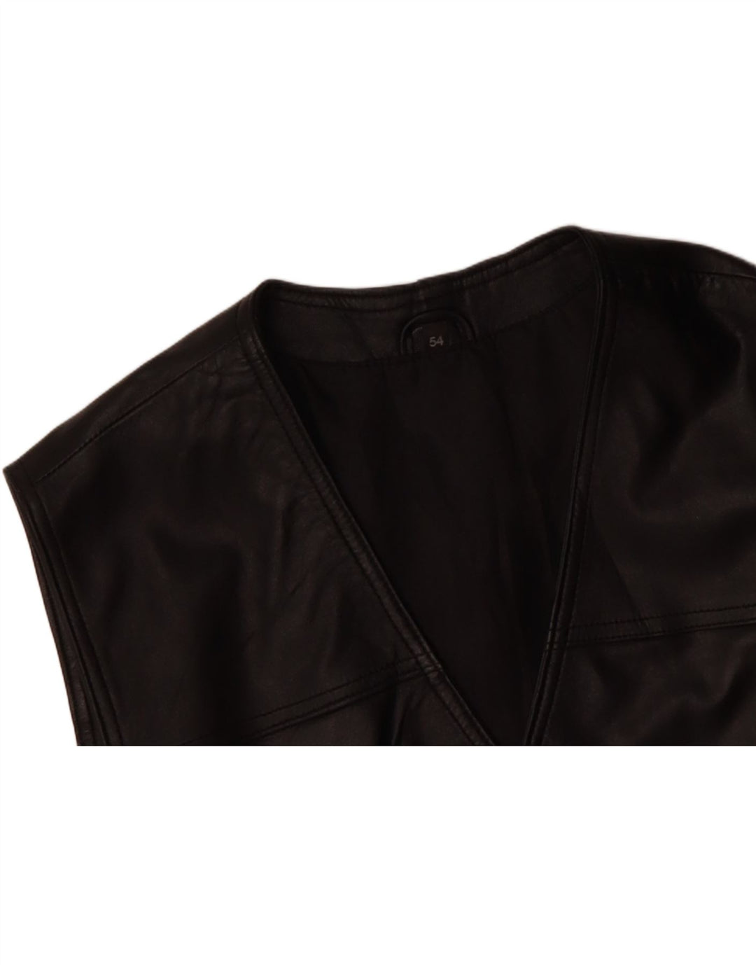 VINTAGE Mens Leather Waistcoat IT 54 XL Black Leather