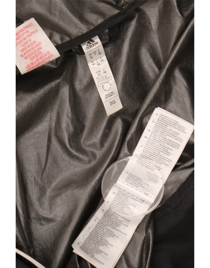 ADIDAS Jungen-Windbreakerjacke mit Kapuze, 9–10 Jahre, schwarzes Polyester