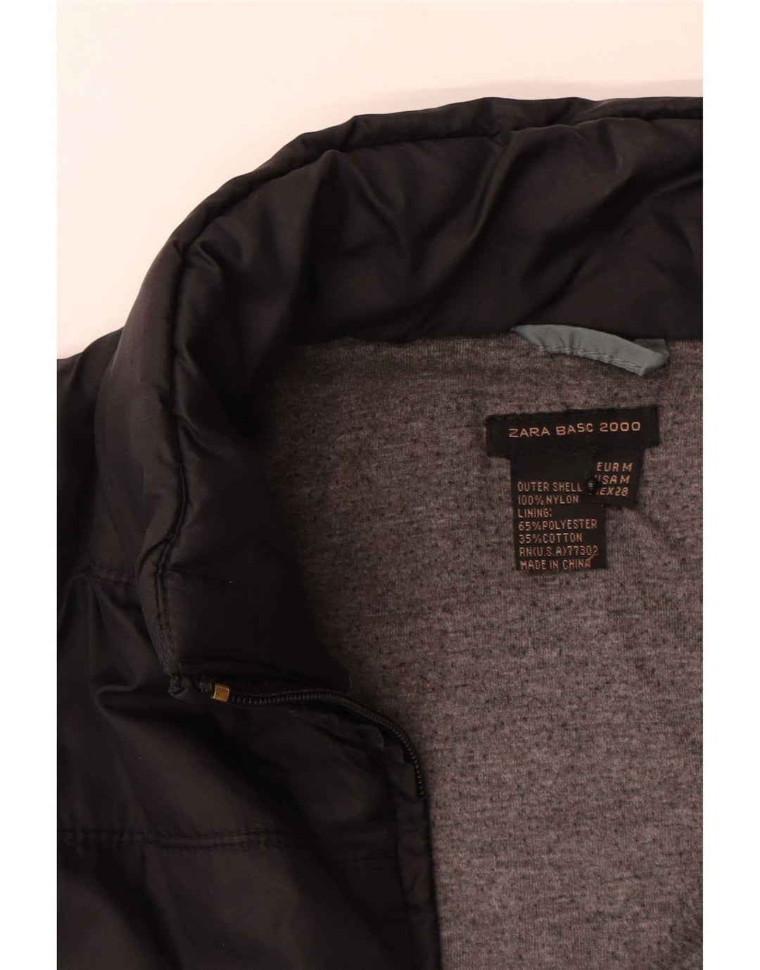 Zara Damen Wattierte Jacke UK 12 Medium Schwarz Nylon