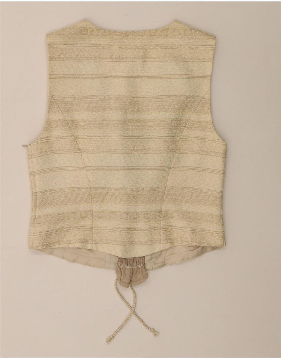Vintage Damen Crop Top UK 12 Medium Beige Gestreiftes Acetat