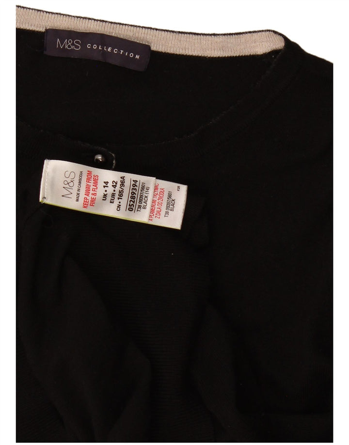 Marks & Spencer Damen-Cardigan-Pullover UK 14 Mittelschwarze Viskose