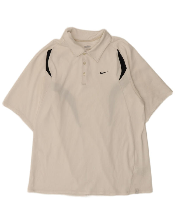 Nike Herren-Poloshirt, groß, weißes Colourblock-Polyester