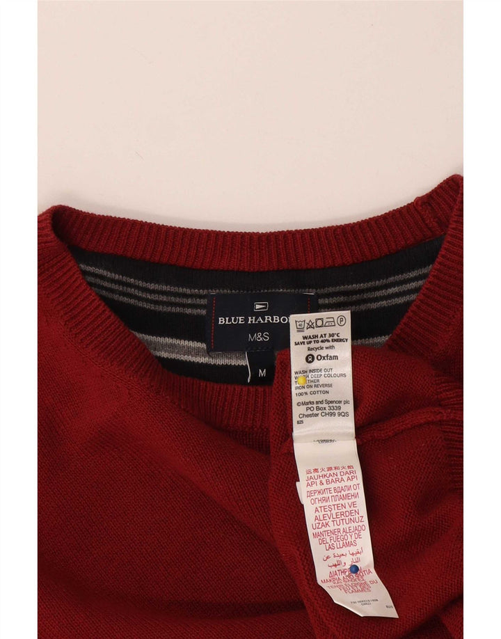 Marks & Spencer Herren Blauer Harbour-Pullover mit Rundhalsausschnitt Mittelrot