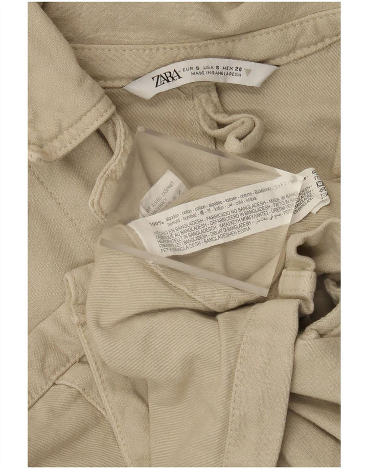 Übergroße Utility-Jacke von Zara für Damen, UK 10, kleine Khaki-Baumwolle