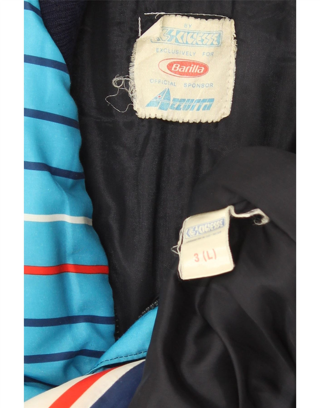 Azzurra wattierte Herrenweste UK 40, groß, marineblaues Farbblock-Polyester