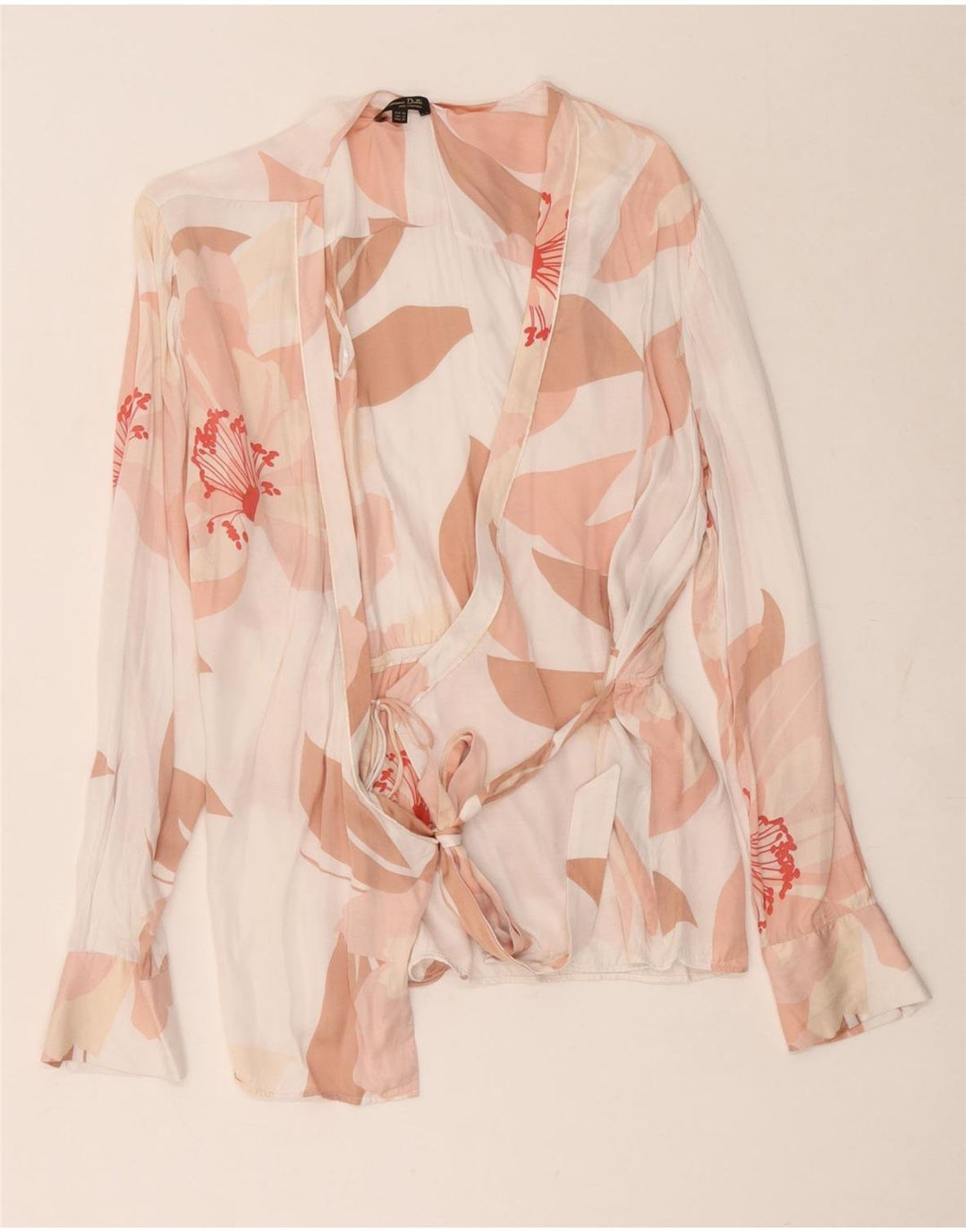 Massimo Dutti Damen Wickelbluse EU 42 Große weiße Viskose mit Blumenmuster