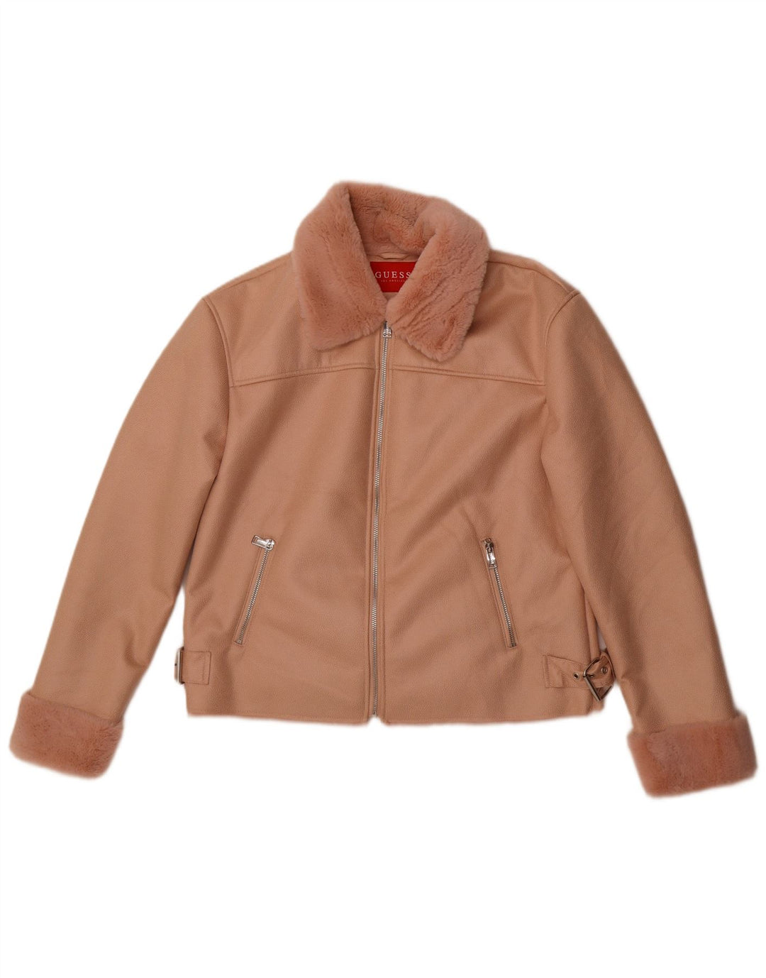 Guess Sherpa-Jacke aus Kunstleder für Damen, UK 12, Mittelrosa, Polyester