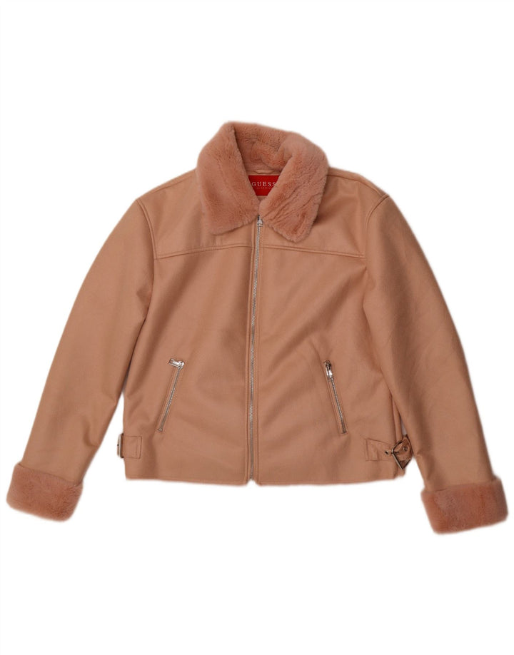Guess Sherpa-Jacke aus Kunstleder für Damen, UK 12, Mittelrosa, Polyester