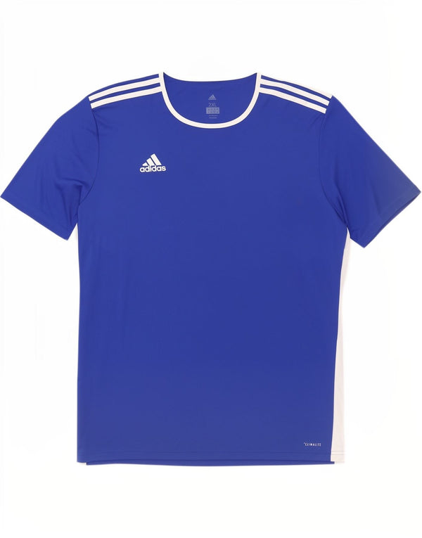 Adidas Mens T-Shirt Top 2XL Blue Colourblock Polyester Sports