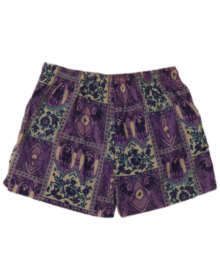 Equipe Damen Badeshorts UK 14 Large Lila Patchwork Baumwolle