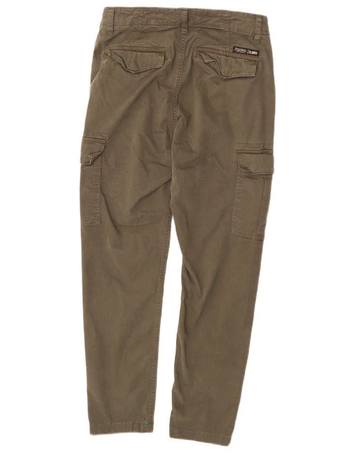 SUPERDRY Womens Slim Cargo Trousers W26 L30 Green Cotton