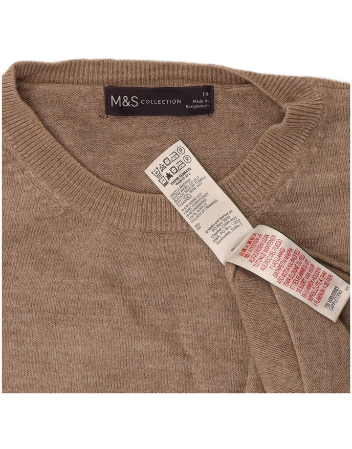 Marks & Spencer Damen-Pullover mit Rundhalsausschnitt, UK 14, Mittelbeige, Acryl