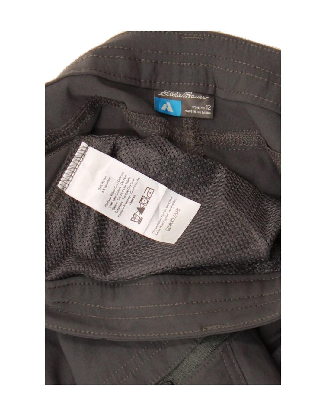 EDDIE BAUER Womens Capri Cargo Trousers US 12 Large W34 L21 Grey Nylon Vintage Eddie Bauer and Second-Hand Eddie Bauer from Messina Hembry 