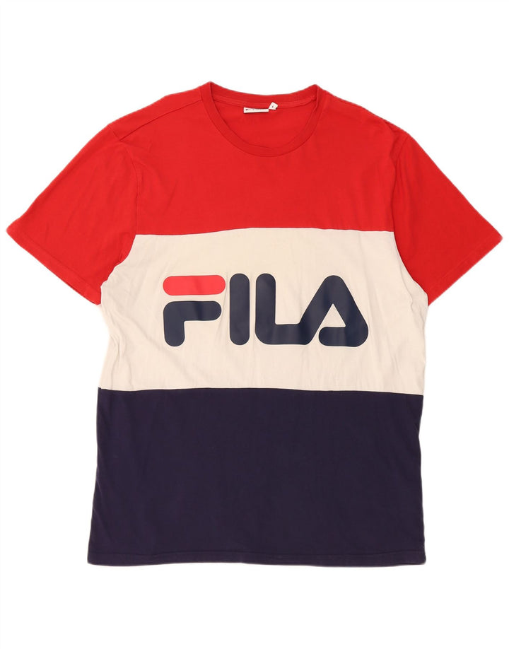 Fila Herren-T-Shirt mit Grafik, groß, mehrfarbig, Colourblock-Baumwolle