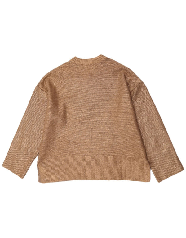 Zara Damen-Pullover, übergroß, Rundhalsausschnitt, Gr. 10, Größe S, Beige, Acryl