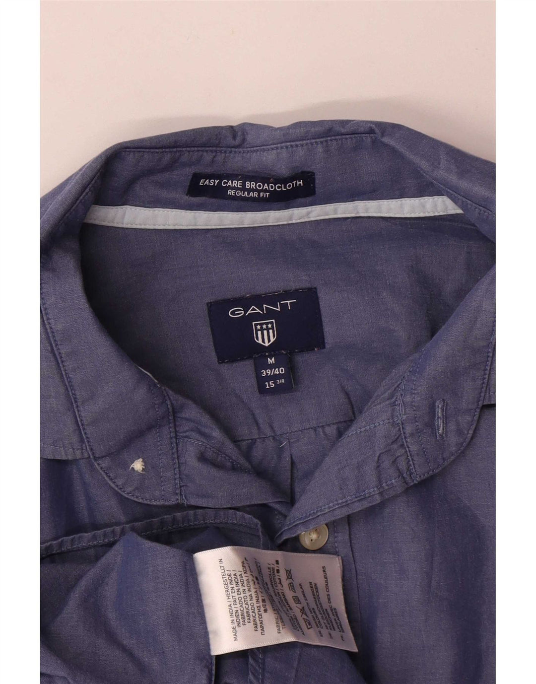Gant Herren-Hemd mit normaler Passform, Größe 39/40, 15 3/4, mittelblaue Baumwolle