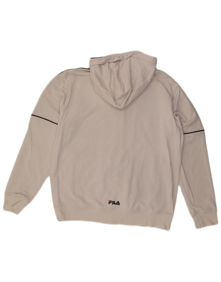 FILA Herren-Kapuzenpullover mit grafischem Reißverschluss, groß, weiße Blockfarben-Baumwolle