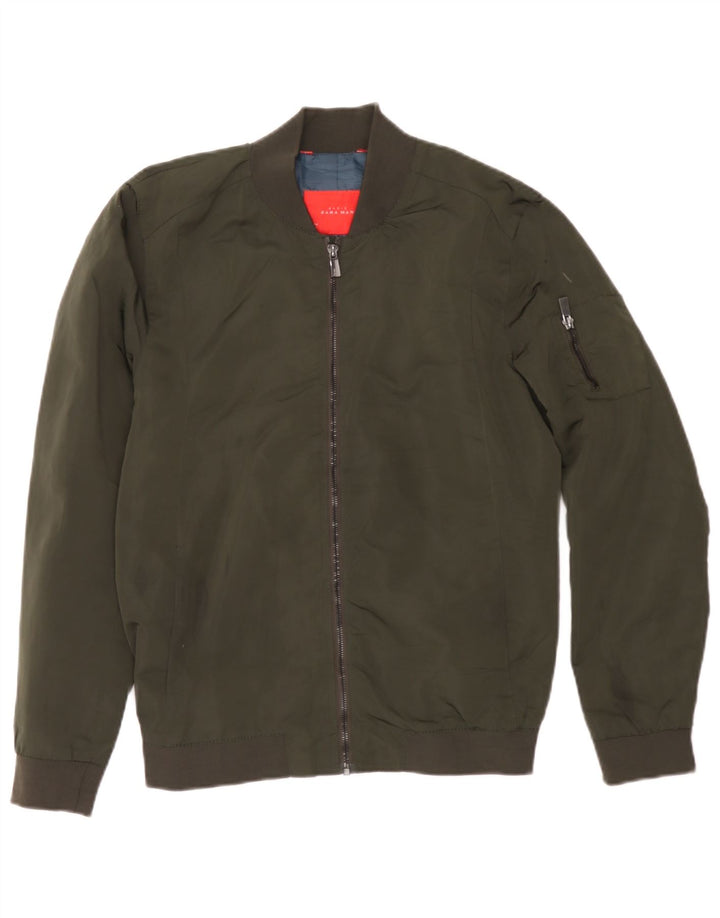 Zara Herren Bomberjacke UK 38 Medium Khaki Polyester