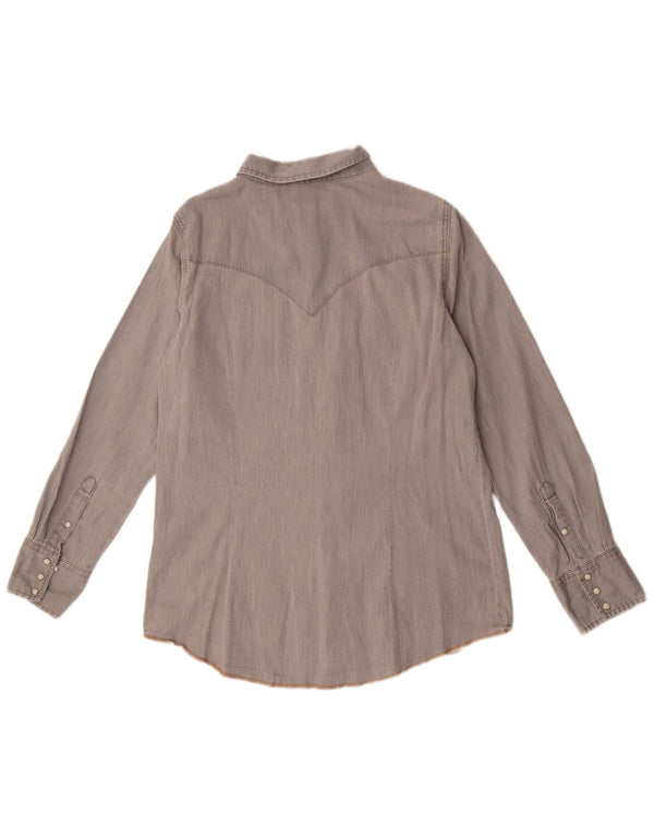 Wrangler Damen Westernhemd UK 16 Large Graue Baumwolle